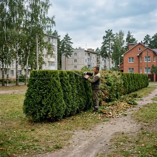 Молодая изгородь на загущение
